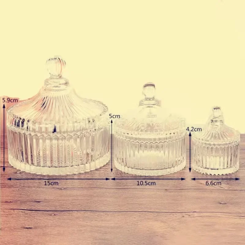 Transparent yurt glass jar storage jar wedding candy jar wax jar glassware with lid spot jewelry boxes and packaging