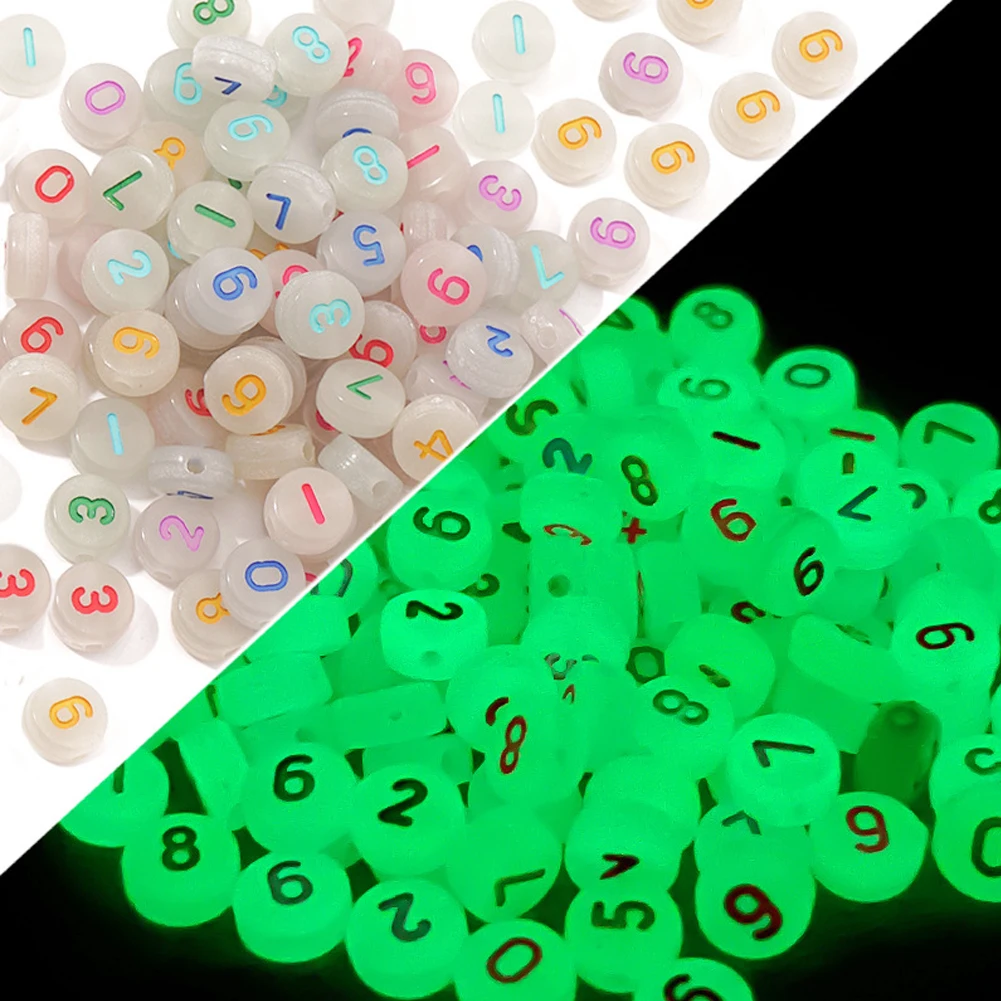 100pcs/Lot 7mm Luminous Letter Beads Oval Shape Acrylic Spacer Beads For Jewelry Making DIY Charms Bracelet Necklace Accessories