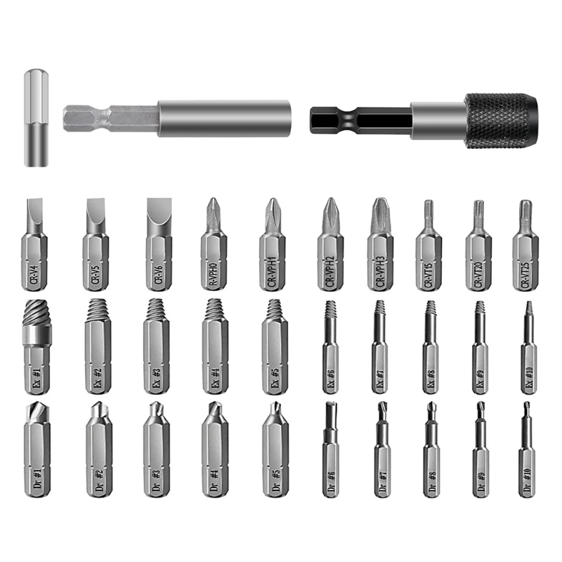 

33Pcs Damaged Screw Extractor Kit Disassemble Screws Bolt Stud Slip Teeth Demolish Stripped Broken Remover Tools