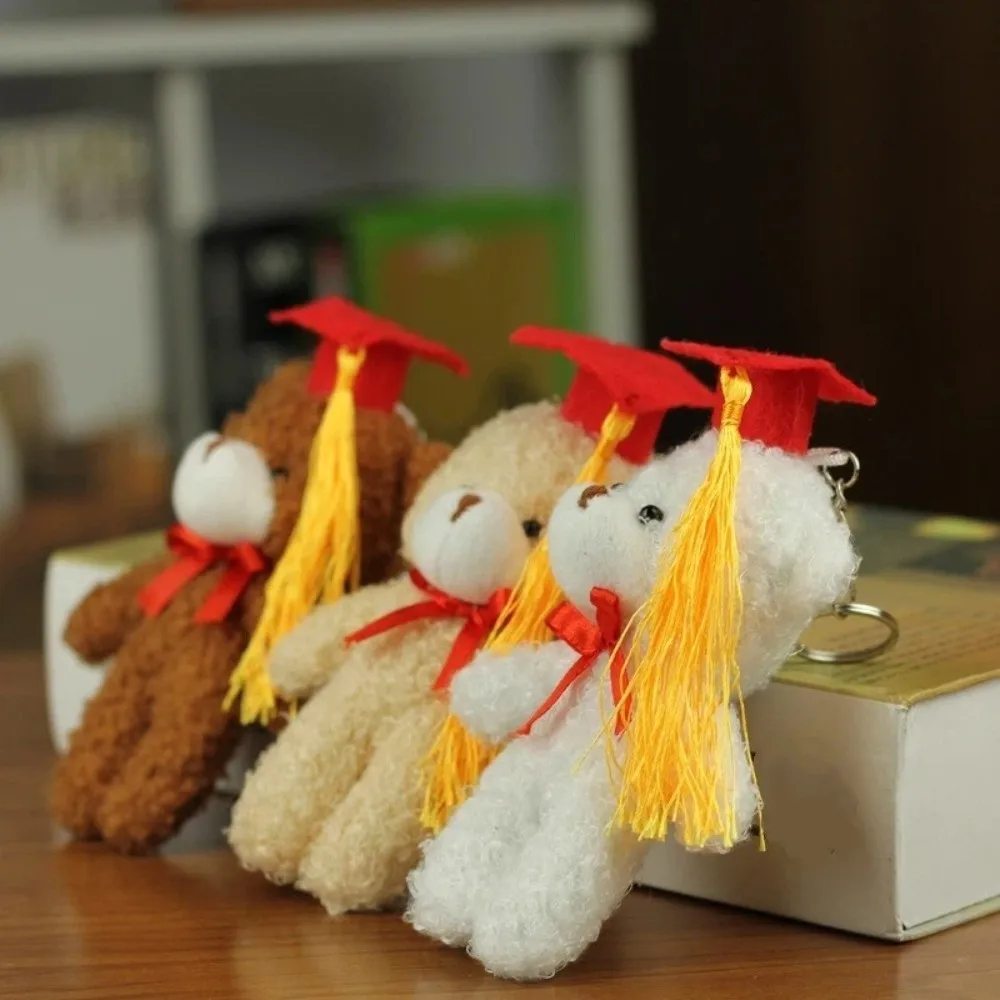 พวงกุญแจตุ๊กตาหมีน่ารักสำหรับนักเรียน ขนาด 14 ซม. ของขวัญรับปริญญา ตุ๊กตาหมีนุ่มๆ ของเล่นตุ๊กตาหมีนุ่มๆ สำหรับแขวน