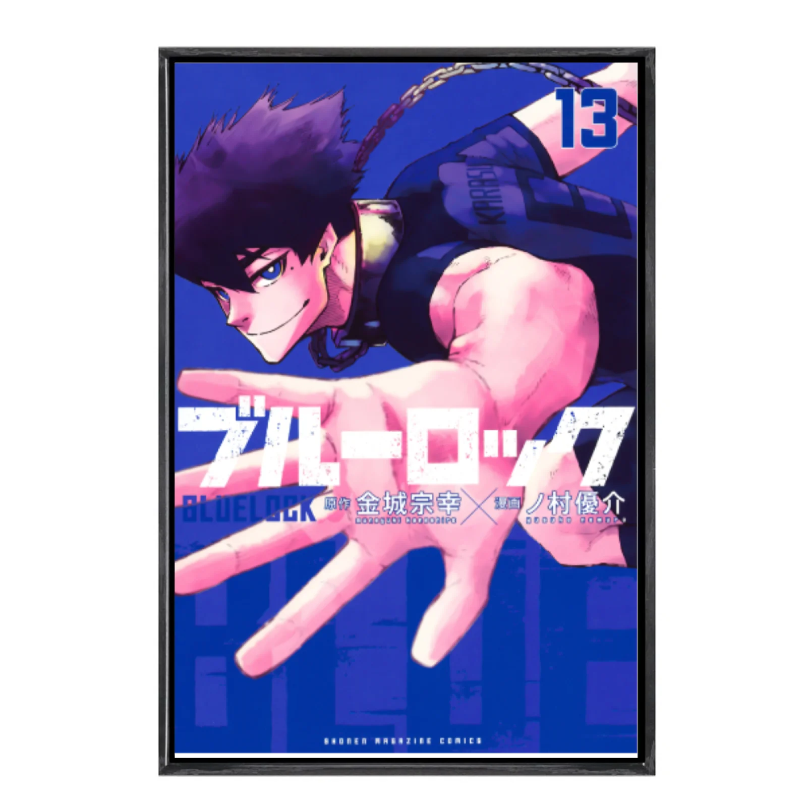 

Японский мультиразмерный холст с изображением манги, настенное искусство в двойной рамке, домашний декор с синим замком для гостиной, спальни