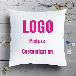 Picture Logo Customization Soft Short Plush Velvet Decorative Pillow Case Bar Hotel Home Custom Cushion Cover