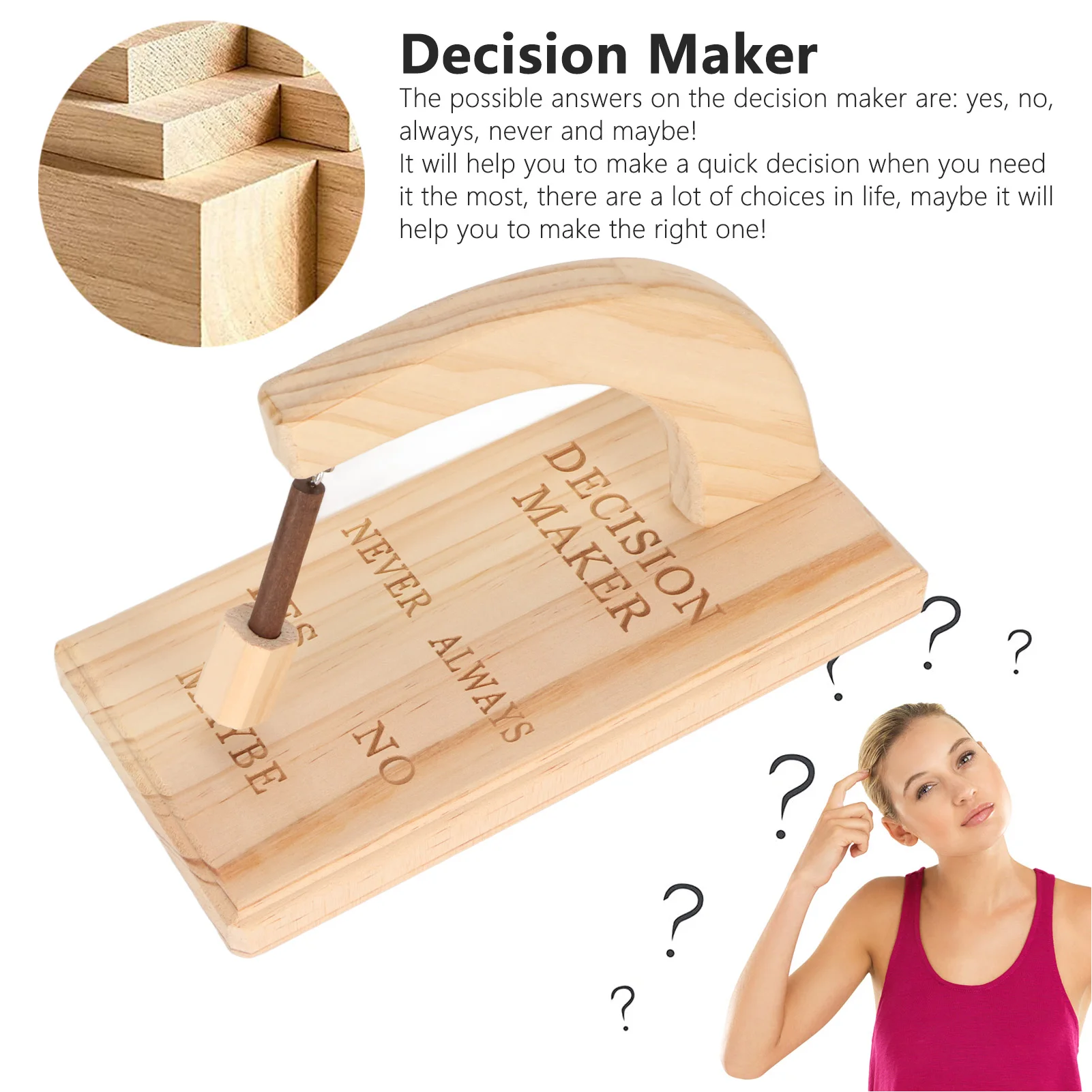 Wooden Magnetic Decision Maker Statue Creative Oscillating Selector Swing To Find Answer For Indecisive Person Home Office Decor