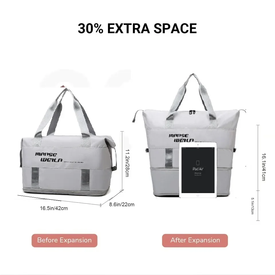 New Expandable Women Travel Duffle Bags Large Capacity Gym Bag Wet Dry Handbag Men Multifunctional Waterproof Tote Yoga Swim Bag