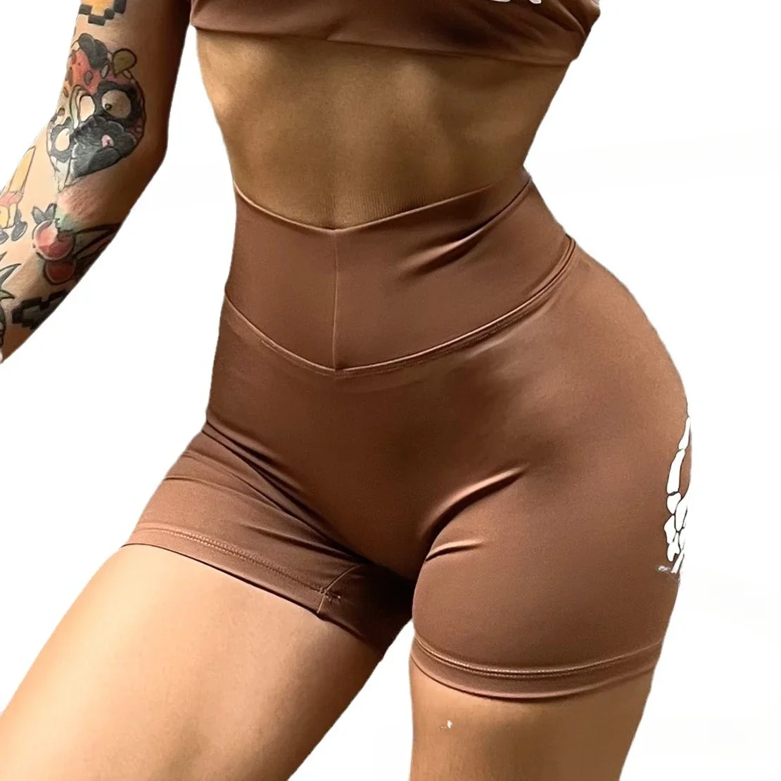 Short de yoga imprimé pour femme, vêtement de sport sexy, taille haute, séchage rapide