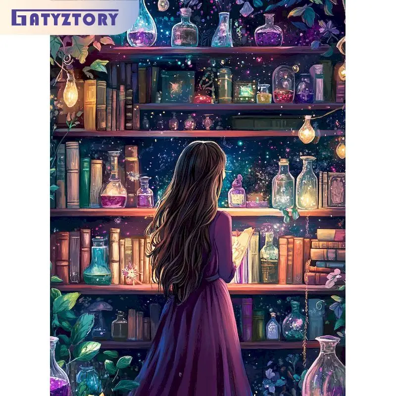 

GATYZTORY Painting By Numbers For Adults Magic House Handpainted Personalized Gift Paint With Numbers For Home Decors