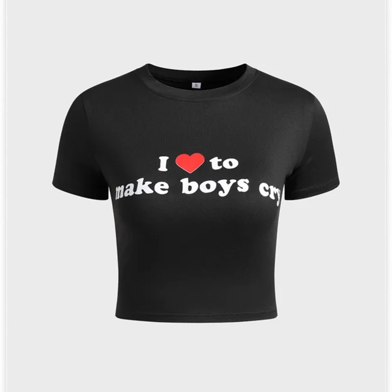 

Y2K Letter Print Baby Tee Summer Emo Summer Baby Grunge Streetwear Harajuku Goth Cute Short Sleeve T-shirt 2023 Top women Top