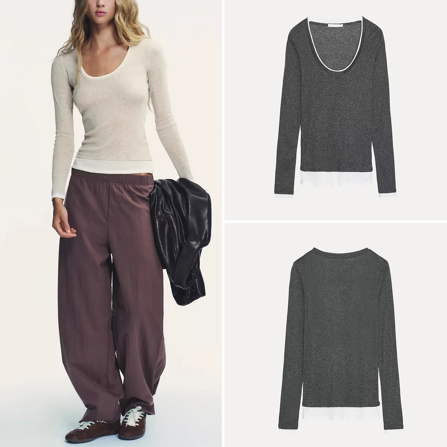 

Slim Fit round Ne Long Sve T-irt Pure Color Women's Sle Autumn 2025 New Arrival Z Brand Faion Ladies' Tee