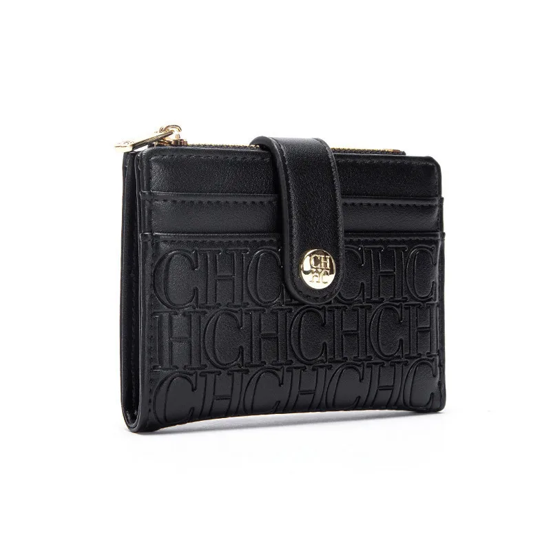 CH Luxury Brand Retro Design Business Card Bag Fashion Button Classic Folding Wallet Compact and Lightweight Women's Square Bag