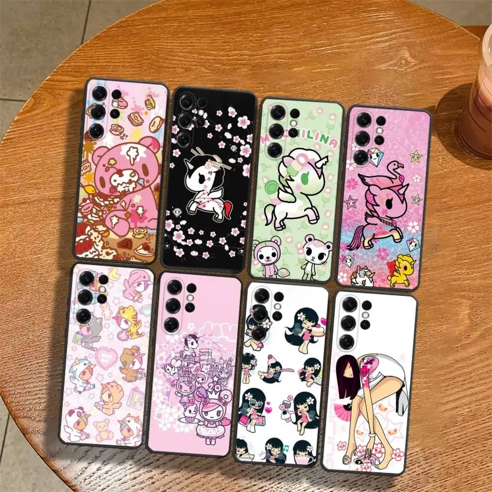 T-Tokidoki Phone Case For Samsung S20,21,22,23,24,25 Ultra,Plus,Lite,FE,Black Soft Case