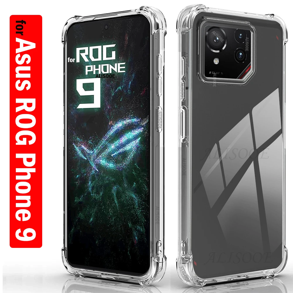 Funda transparente para asus rog phone 9 capa ultrafina hd transparente tpu capa à prova de choque para asus rog 9 capa