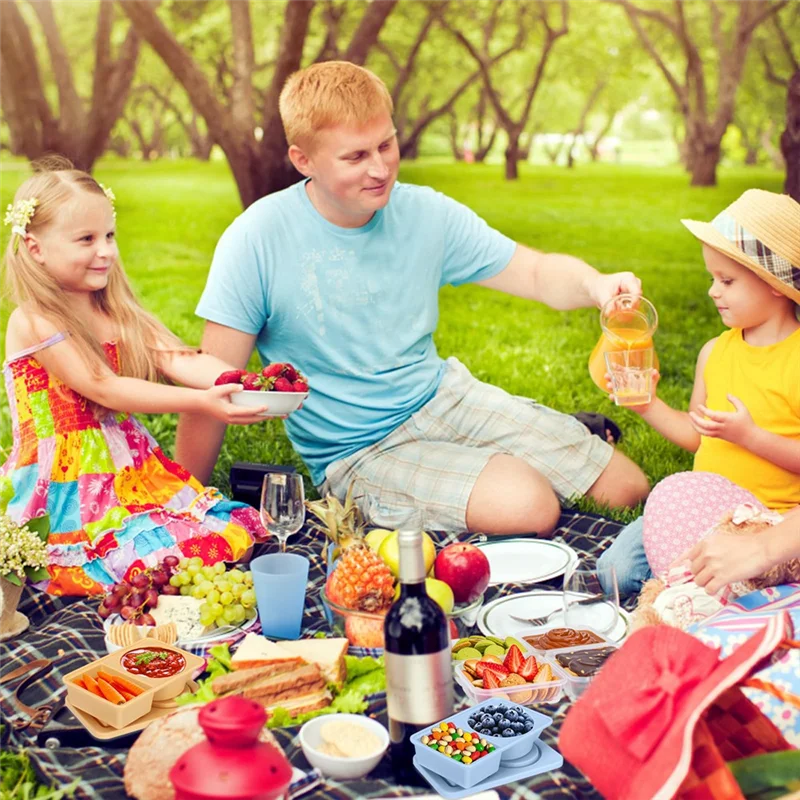 BYBS-Small Mini Food Snack Boxs Container 2/Tow/Double Compartment Suitable For Kitchen Food/Seasoning Storage