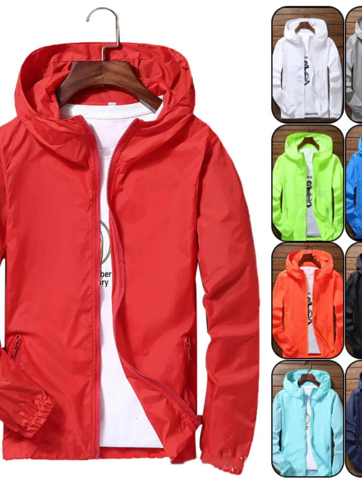 

Thin Breathable Hooded Cardigan Lightweight Summer Jaet Zipper Closure Long Sve Loose Fit Outerwear for Men Outdoor Acti...