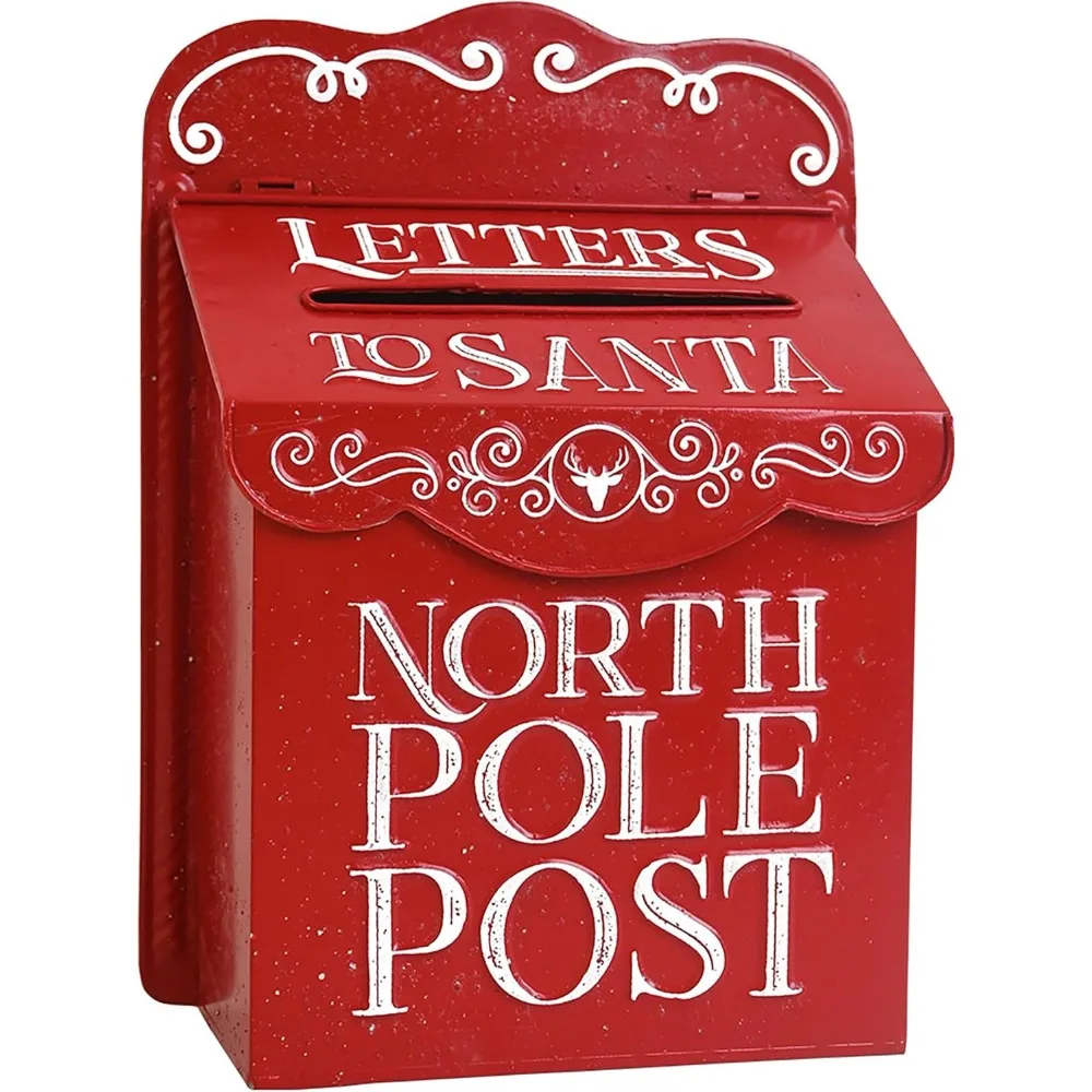 

Letters to Santa Mailbox Wall Mount North Pole Post Vintage Mailbox Red Mailbox Decoration Christmas Farmhouse Decor