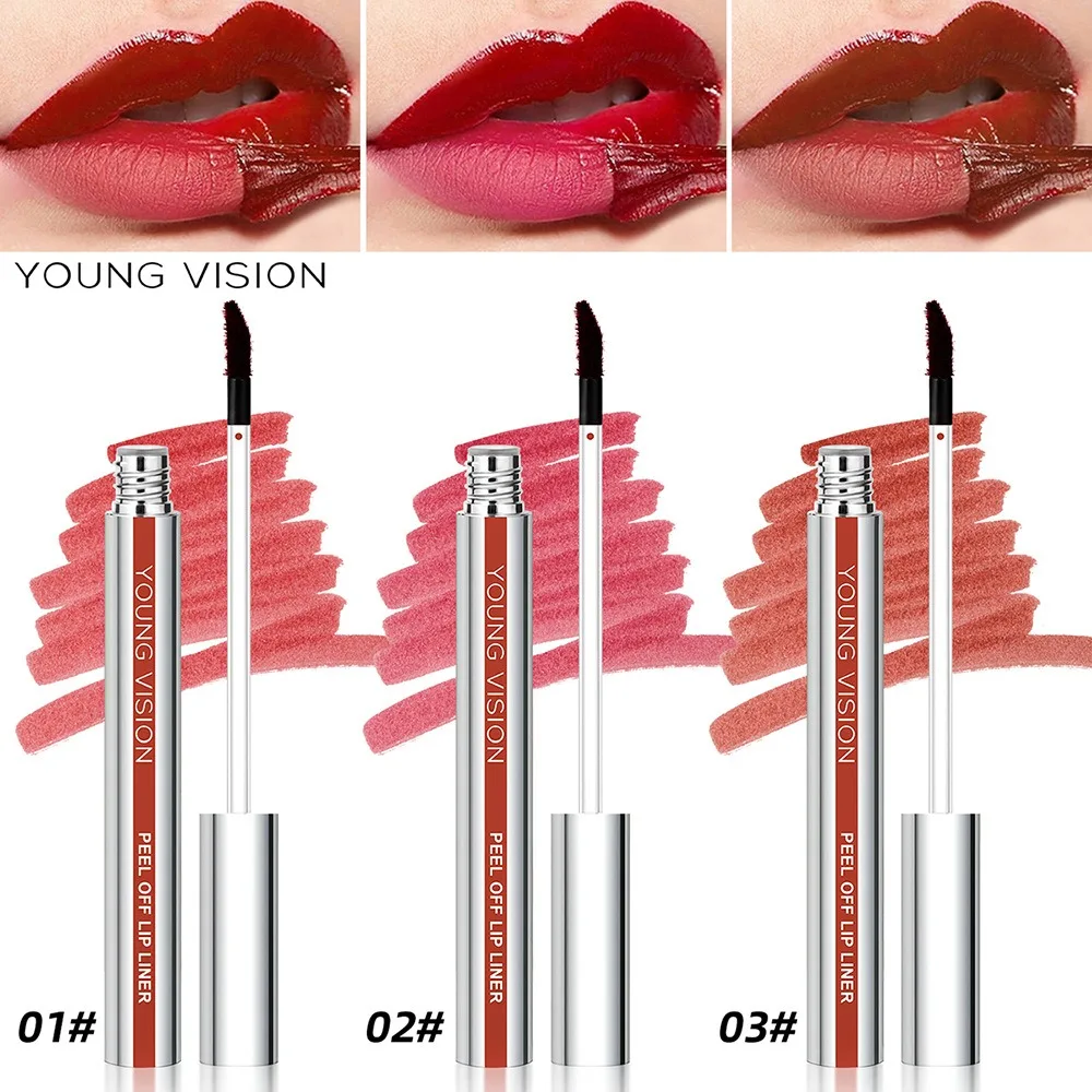 Neuer 3-Farben-Peel-Off-Lipliner, hochpigmentierter, wasserdichter, mattierter Lipliner-Tattoo, langlebiger, antihaftbeschichteter Lipliner-Stift für Damen