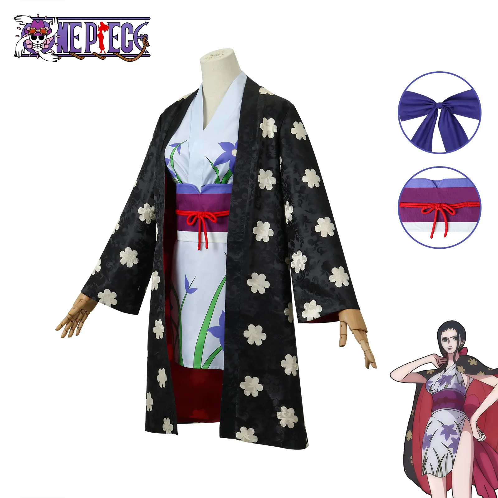 

Ghost Island Series Dark Pattern Robin Kimono Cosplay Costume For Nico Robin In 2D Anime Style