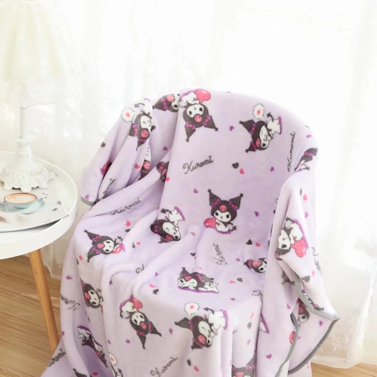 Sanrio Plush Kuromi Blanket Hello Kitty Flannel Blanket Warm Blanket Leg Blanket Office Bedroom School Nap Blanket Summer Quilt