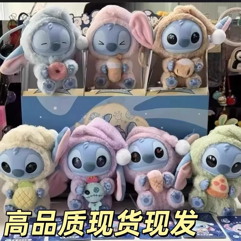 Caja ciega de punto de Disney, caja ciega de la serie Genz Street, Stitch Eat Some Thing Before Sleep, caja misteriosa de vinilo, regalo de muñeco esponjoso