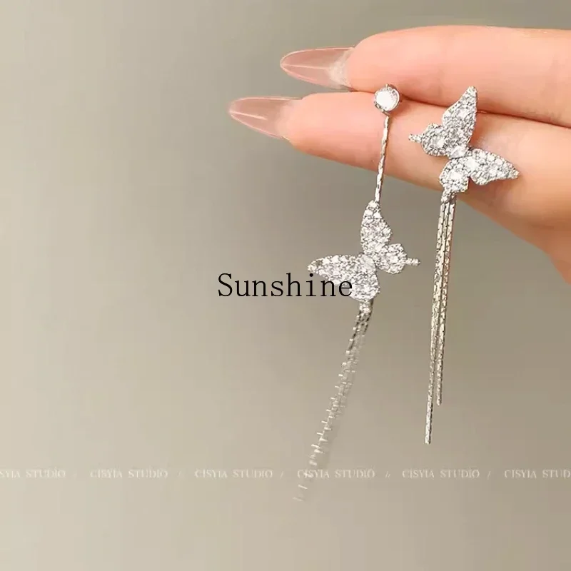 

Femininity summer new high-end super flash earrings earrings butterfly