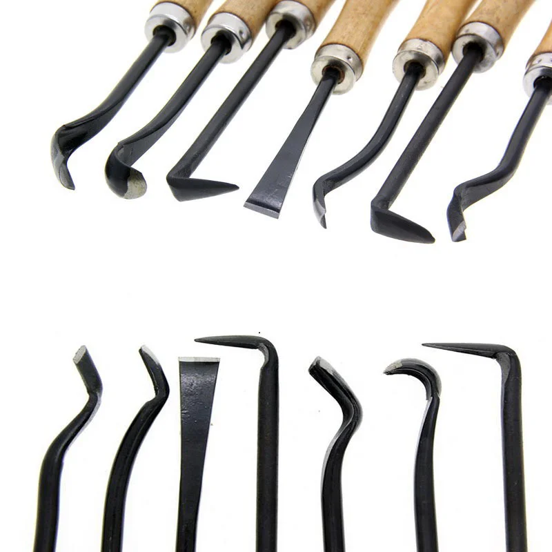 

7pcs/set Bonsai Pick Knife Drawing Knife Carving Knife Set wood handle Home Garden hand Tools with gloves