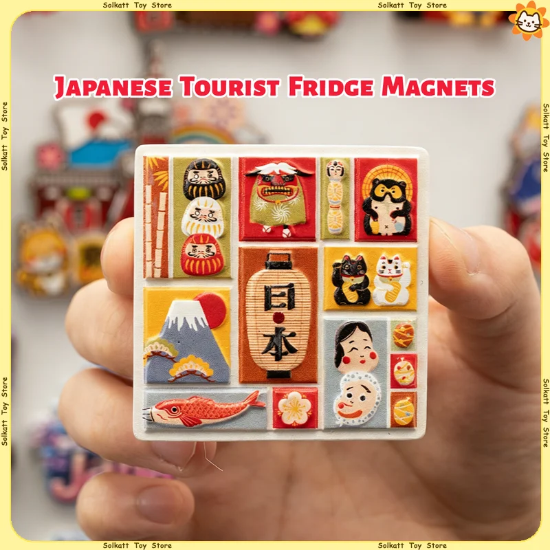 Imanes de nevera de recuerdo de dibujos animados japoneses, Takoyaki, Izakaya, Osaka, Monte Fuji, Mapa de Japón, Fushimi Inari, Decoración del hogar de resina