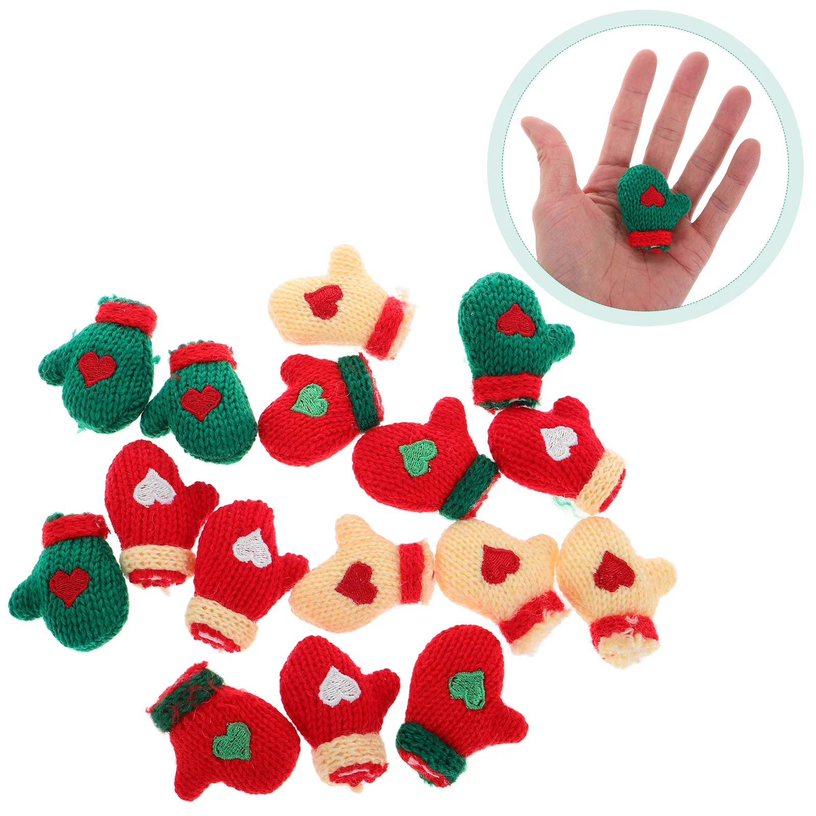 Christmas Woolen Knitted Gloves Ornaments Small Woven Tiny Knitting Car Accessories