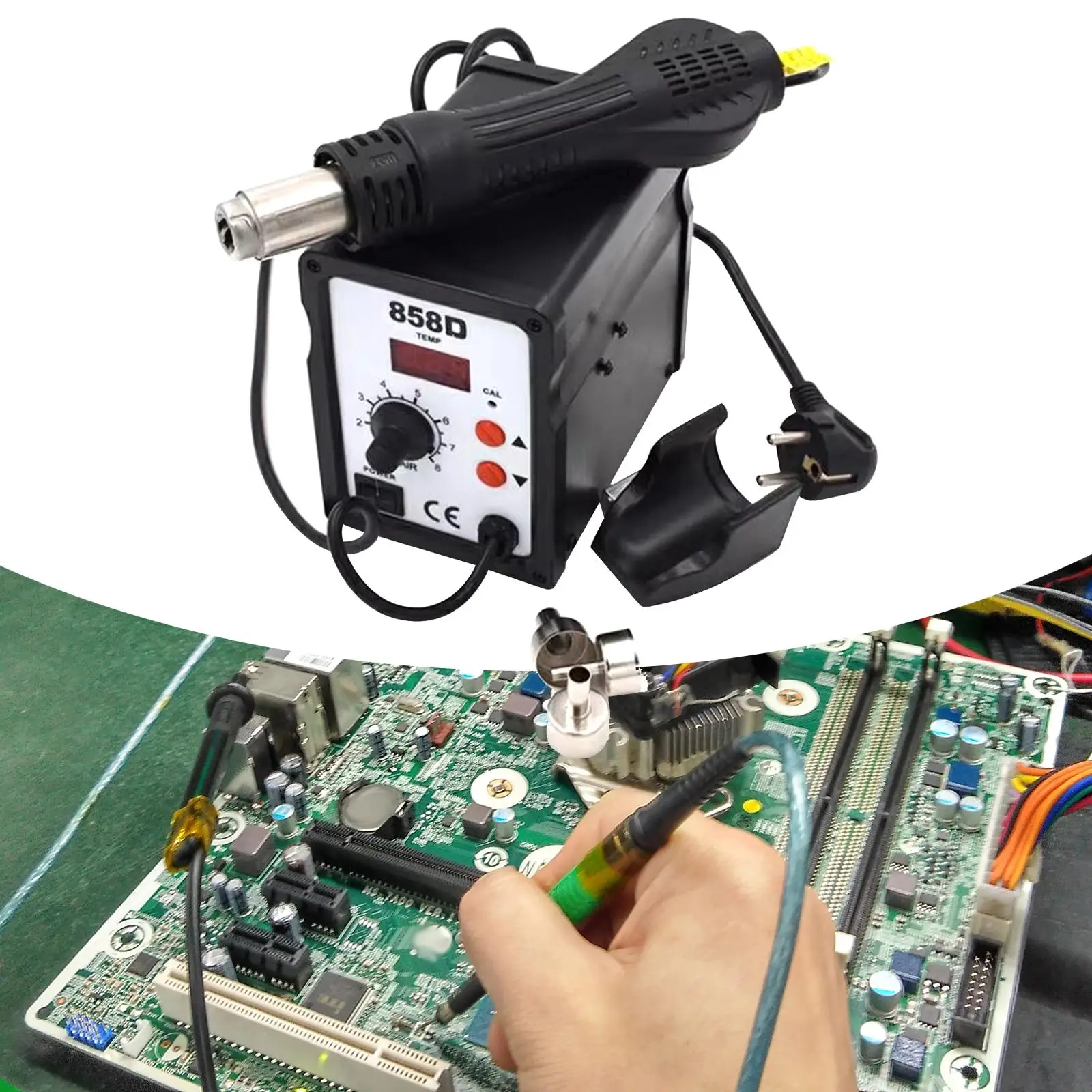 858D Hot Air Reworks Station Alloy Professional Digital Soldering Station for Circuit Boards Laptop Repairing Maintenance Phone