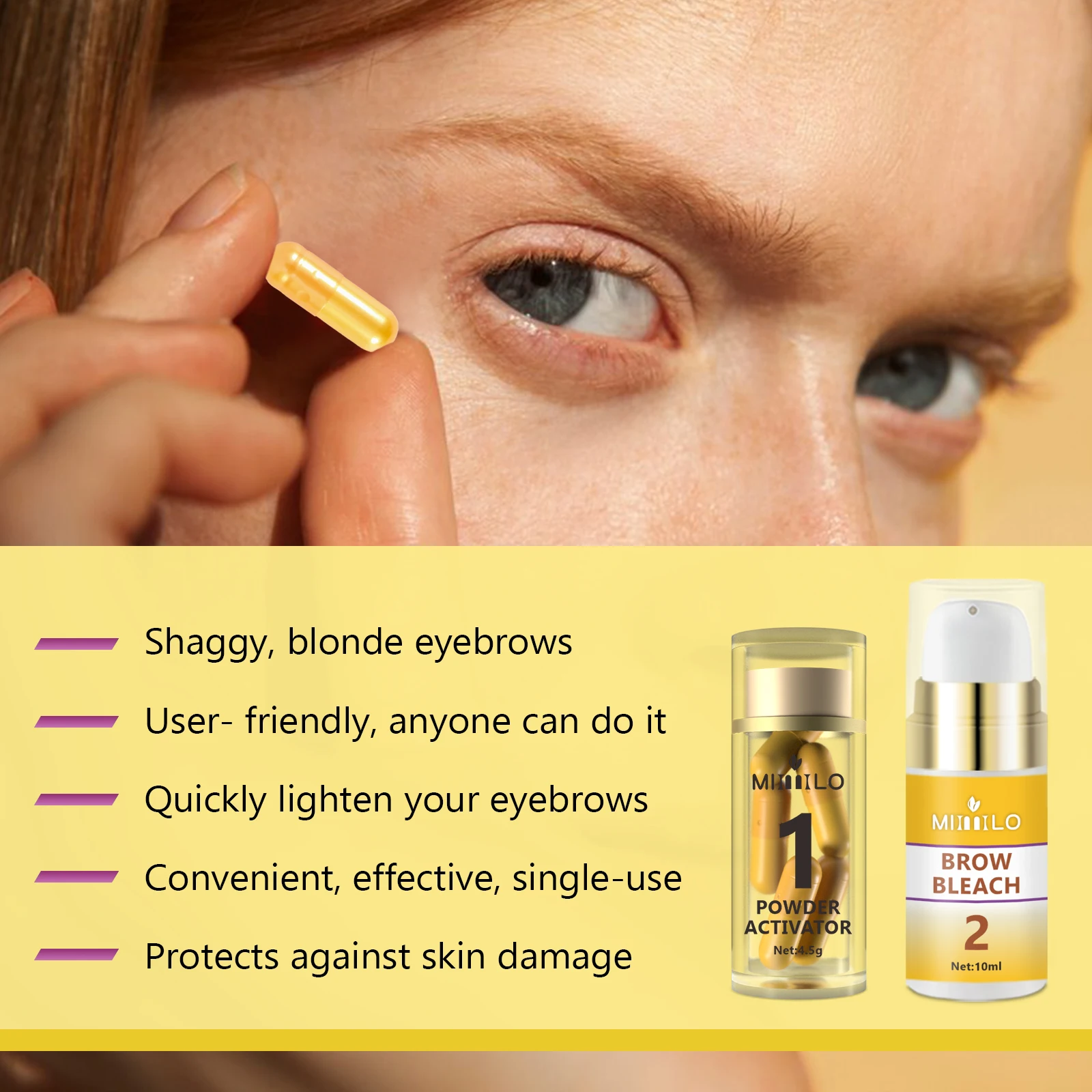 眉毛漂白キット、より良い眉毛の形とマッチングの服、優しい - 肌保護バリア付き、短いプロセス