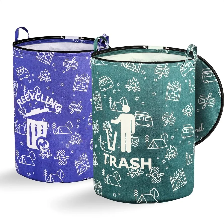 

2 шт. 30 галлонов складной мусорный бак портативный водонепроницаемый многоразовый с крышкой на молнии для кемпинга на колесах переработка двора мусорные листы
