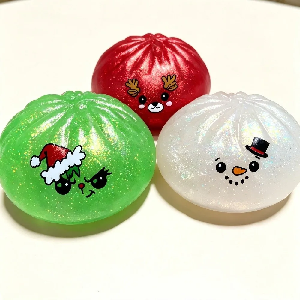 New Christmas Theme Pinch Dumpling TPR Santa Claus Squeeze Ball Snowman Elk Stress Relief Squeeze Baozi Holiday Gift