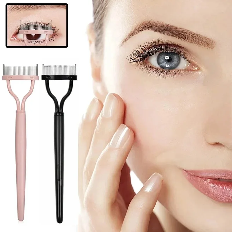 Pettine per ciglia con ago in acciaio da 1/2 pezzi, spazzola per ciglia per innesto portatile semi-arco, strumenti per lo stampaggio delle ciglia, ausili per ciglia finte