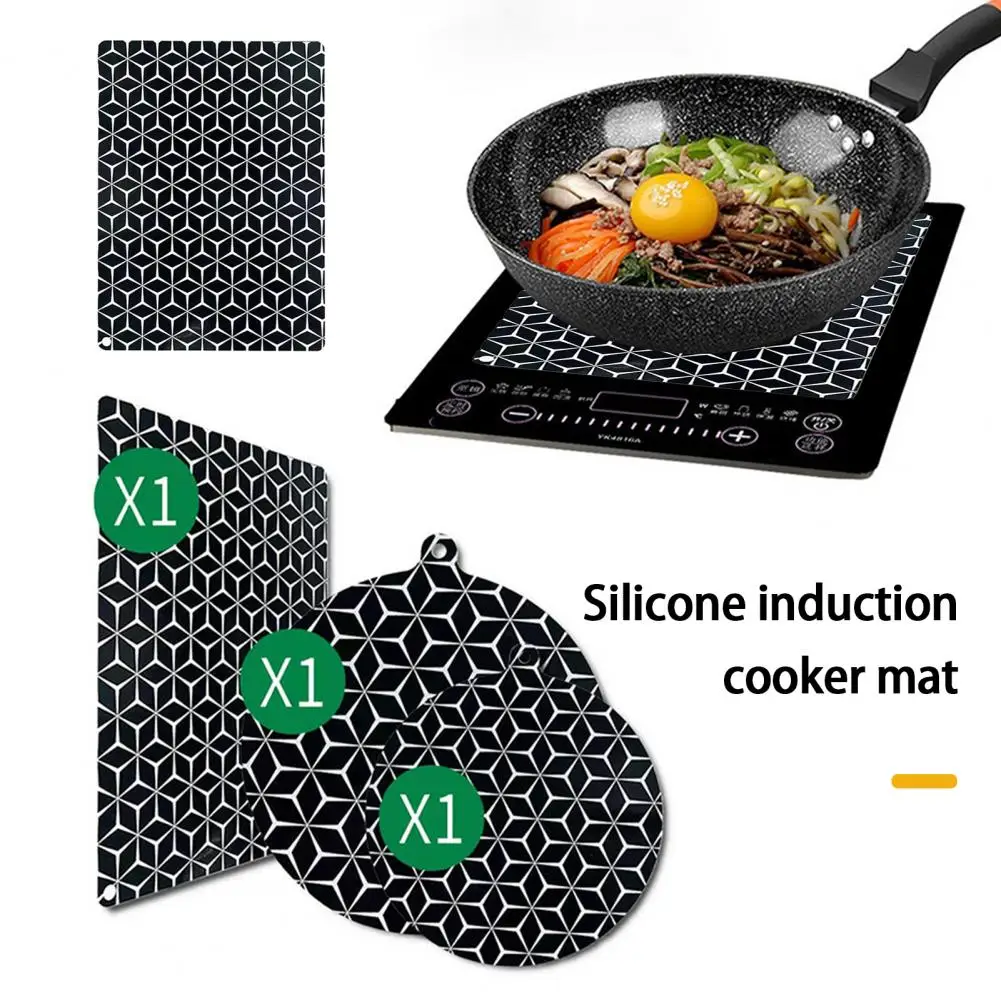 Induction Cooktop Mat Fireproof Induction Cooktop Protector Mat Silicone Mats for AirFryer Liners Kitchen Accessories