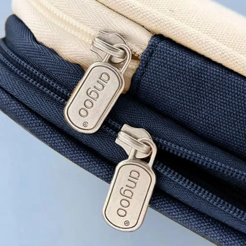 

Polyester Simple Student Pen Bag Color Blocked Stretchable Storage Pencil Bag Large Capacity Diagonal Macaron Pencil Case