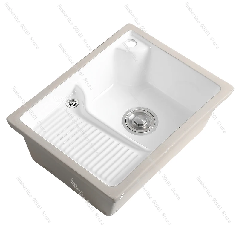 

Embedded ceramic under-counter laundry basin, balcony household washboard
