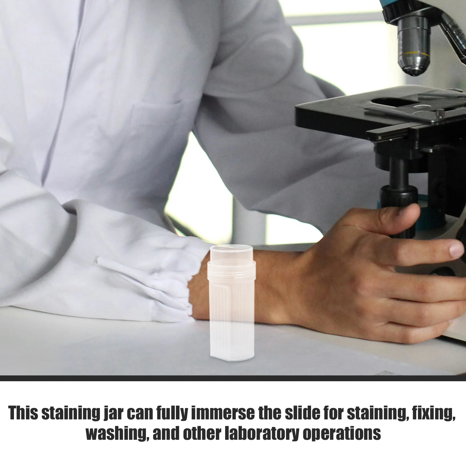 

Staining Jar High Transparent Dyeing Vat for Microscope Slides Coplin Jar Slide Holder Lab Bottle Teaching Equipment