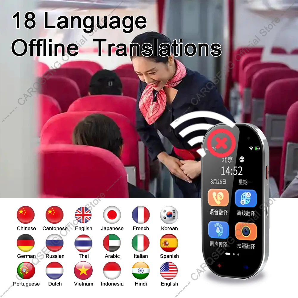 CARQSENG D6 144+ Languages Real Time Two Way Portable AI Smart Translation Wifi Instant Voice Translator Device with Camera