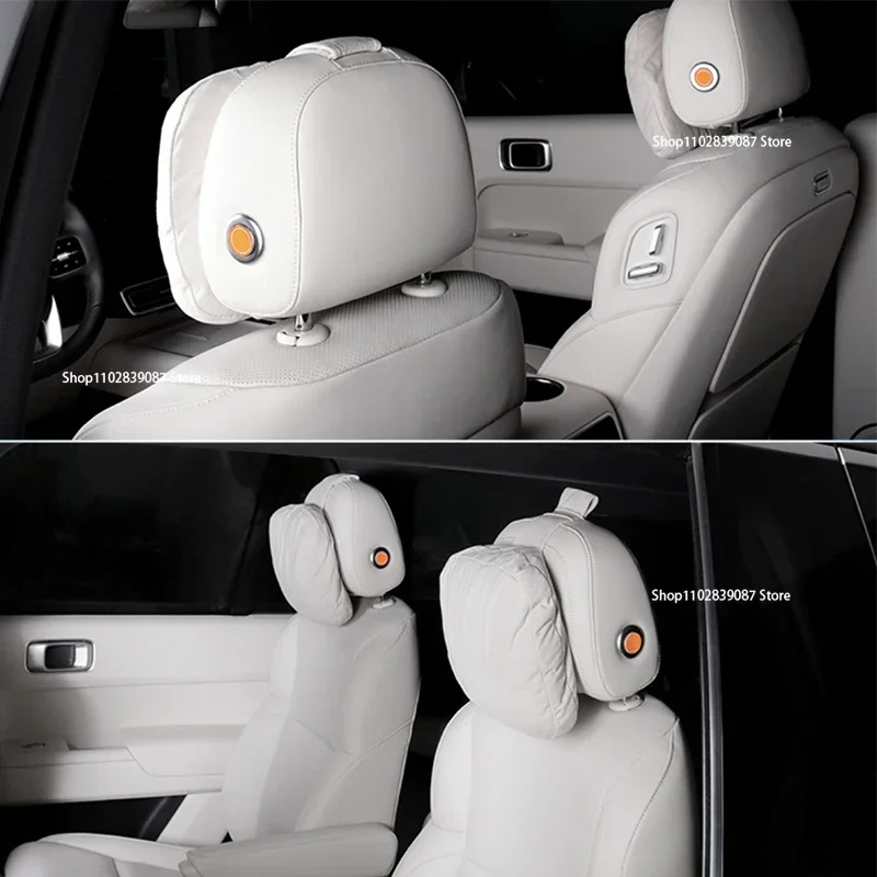 4 قطعة لرائدة مثالية LiXiang L7 L8 L9 2022 2023 سيارة مسند الرأس بالمقعد زر الجلد المدبوغ حماية ملصق الملحقات الداخلية #6