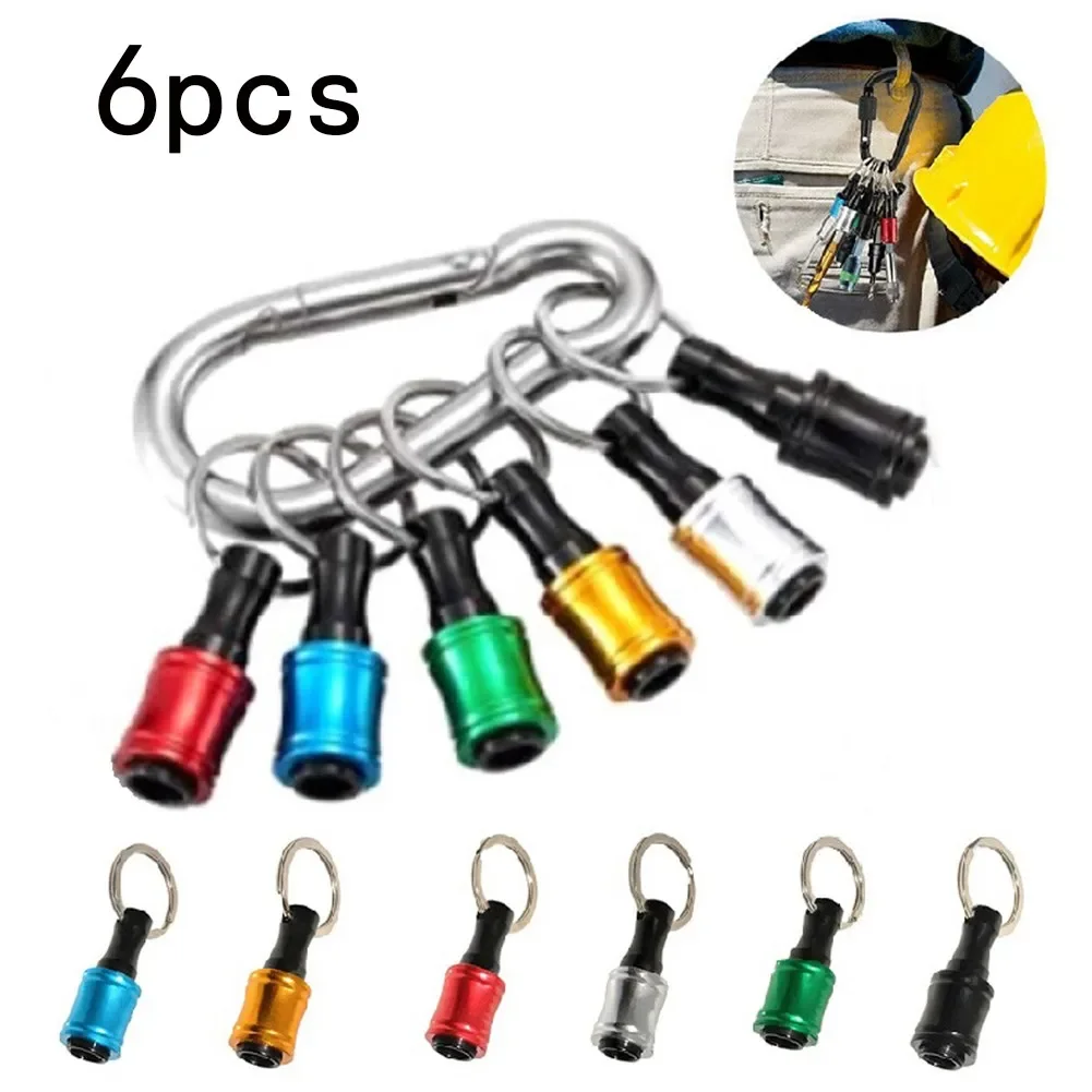 Adapter 6x Screwdriver Bit Holder 1/4 Hex Shank Aluminum Alloy Extension Bar For Double & Single Head W/ Carabiner