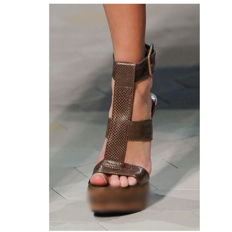 Sandalias de plataforma con hebilla de retales, zapatos finos de tacón alto con punta abierta, a la moda, sexys y geniales, talla grande para verano 2025, Zapatillas para Mujer