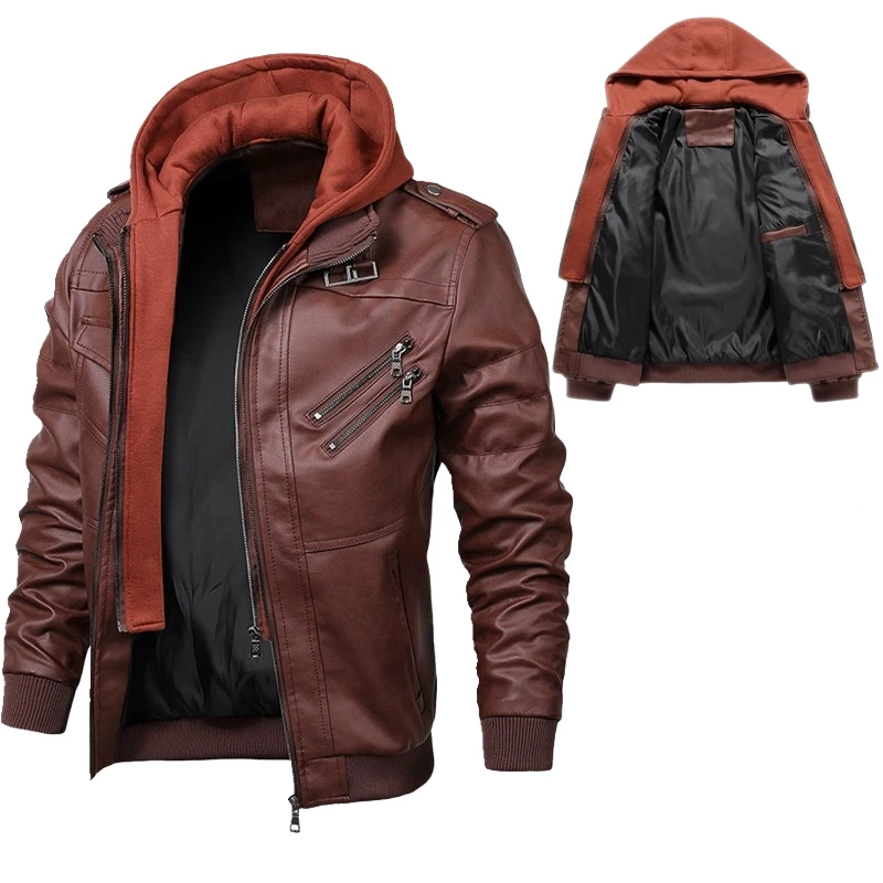 

Men Brand Military PU Leather Jackets Brand Hooded Zipper Motorcycle Leather Jacket Autumn Coat Plus Size S-5XL Dropshipping