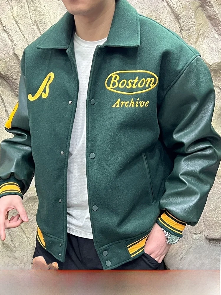 

Бейсбольное хлопковое пальто Line Pilot Jaet с вышивкой в стиле пэчворк, молодежное теплое длинное пальто Sve Stand Fit