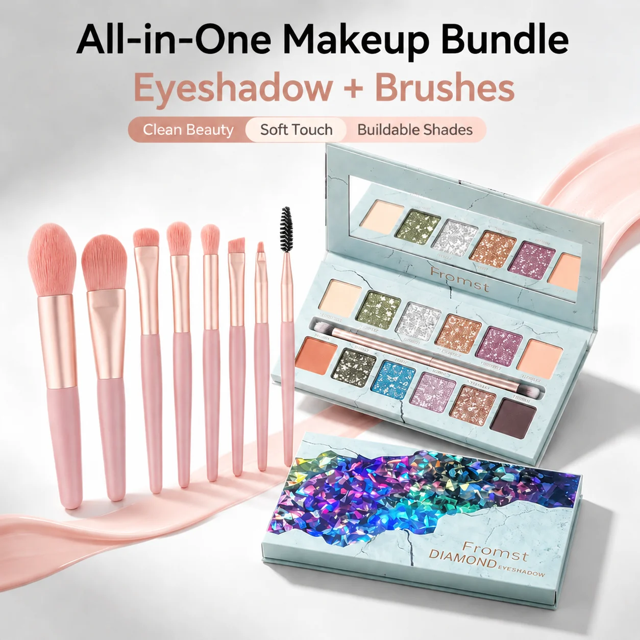 12 Color Shimmer Matte Eyeshadow Palette with Makeup Brushes