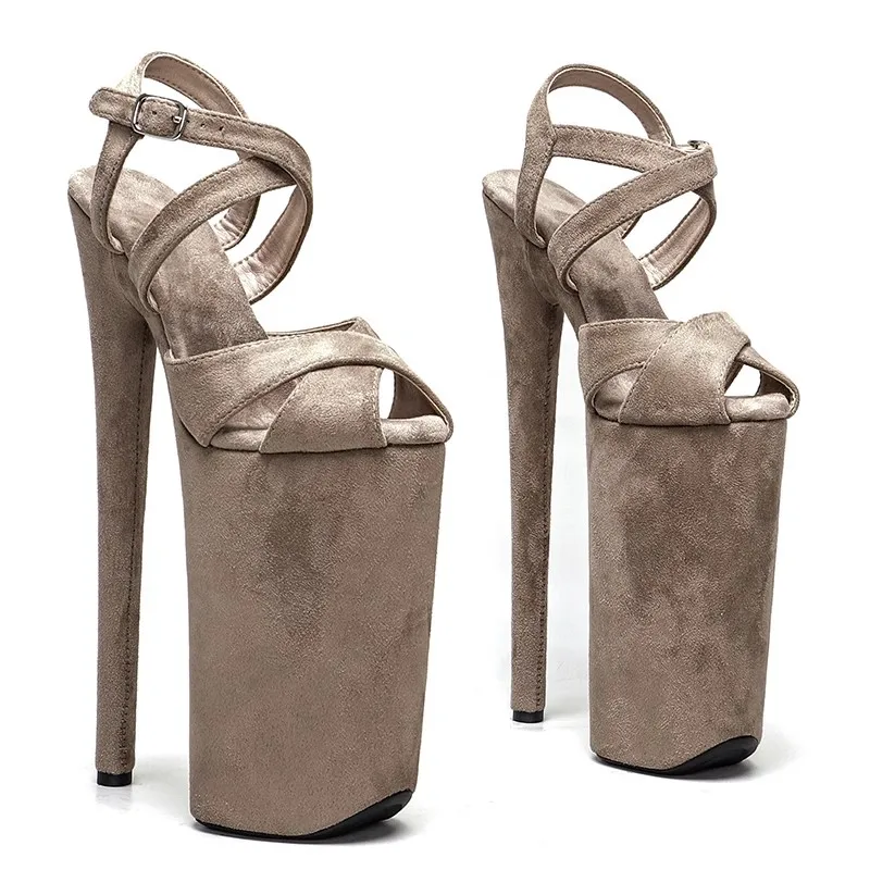 

New 26CM/10inches Suede Upper Plating Platform Sexy High Heels Sandals Pole Dance Shoes 006