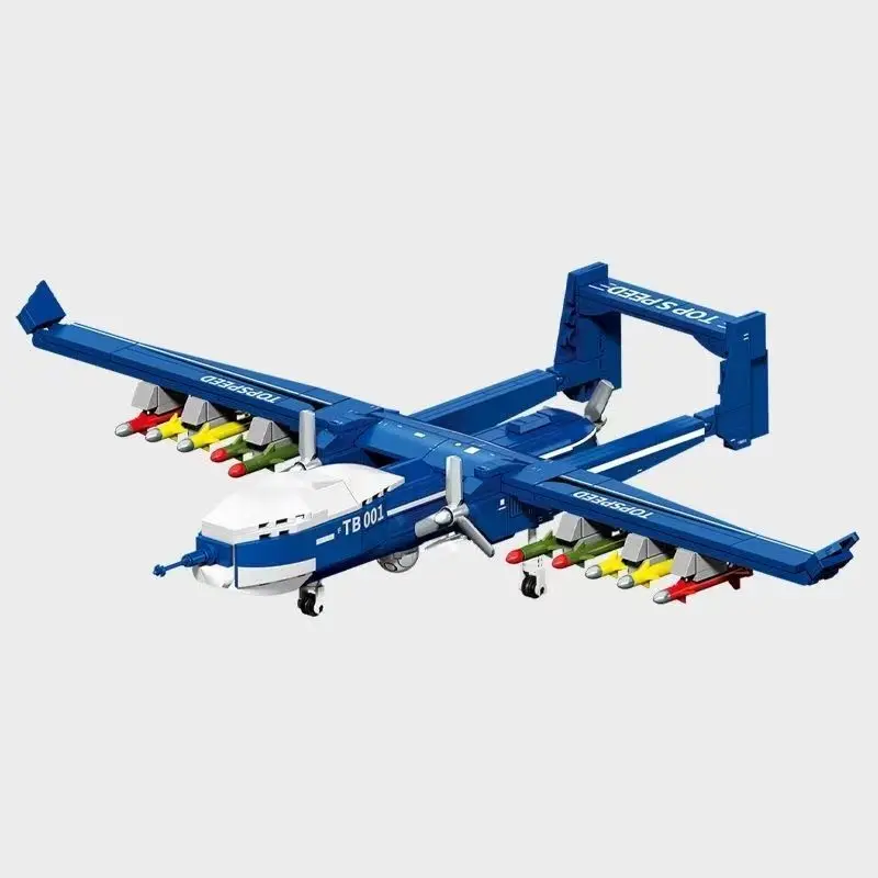 SEMBO BLOCK Military UAV Twin Scorpion Drone Aircraft Building Blocks Model Toy Gift for Boys 202273