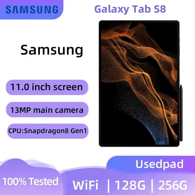 Samsung Galaxy Tab S8 11inch LTE OLED  2560x1600 120HZ Snapdragon 8Gen1 8000mAh 13MP Camera Android OneUI SPEN used pad