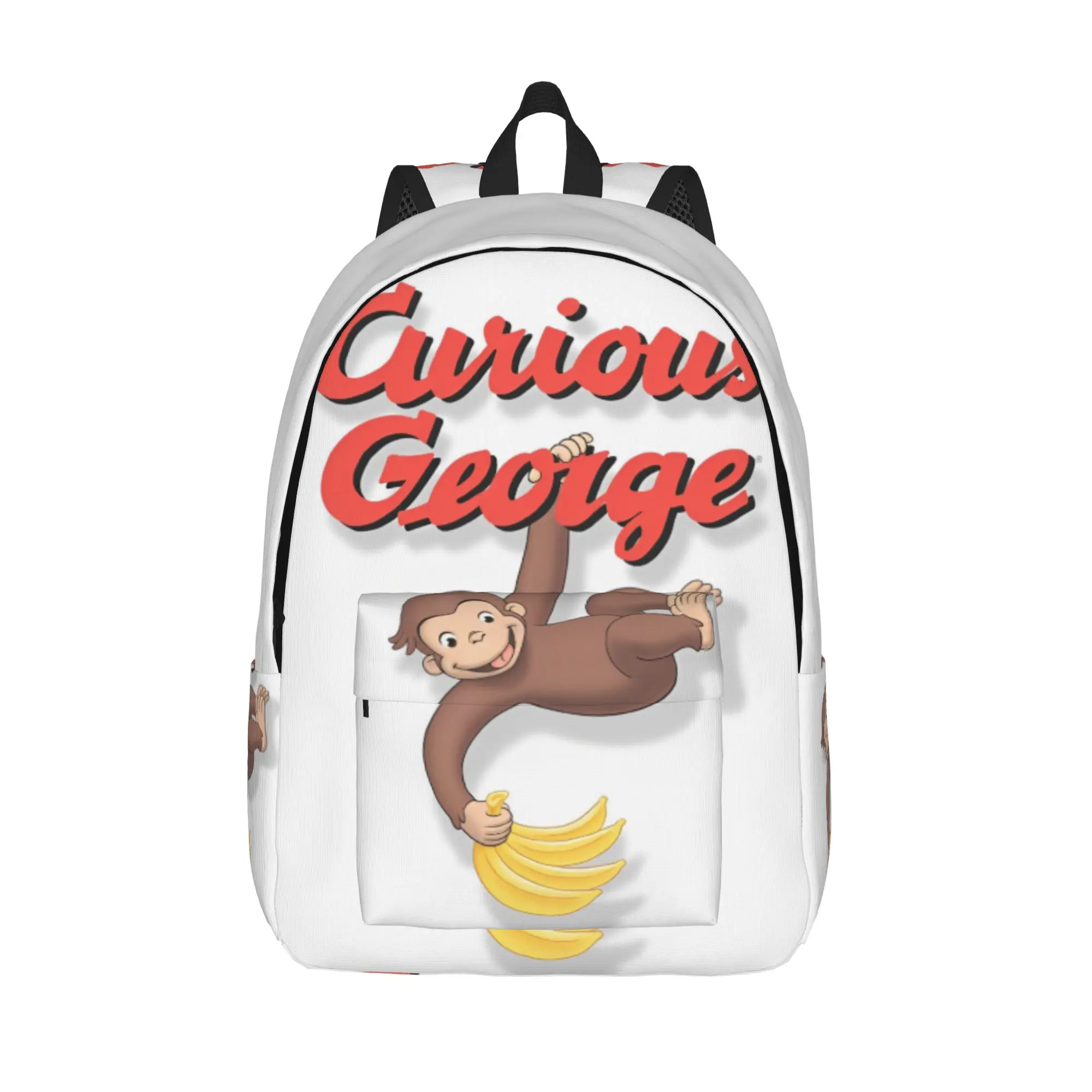 

Curious George Monkey Cartoon Teenage Backpack Sports Student Work TV Series Daypack for Men Women College Shoulder Bag