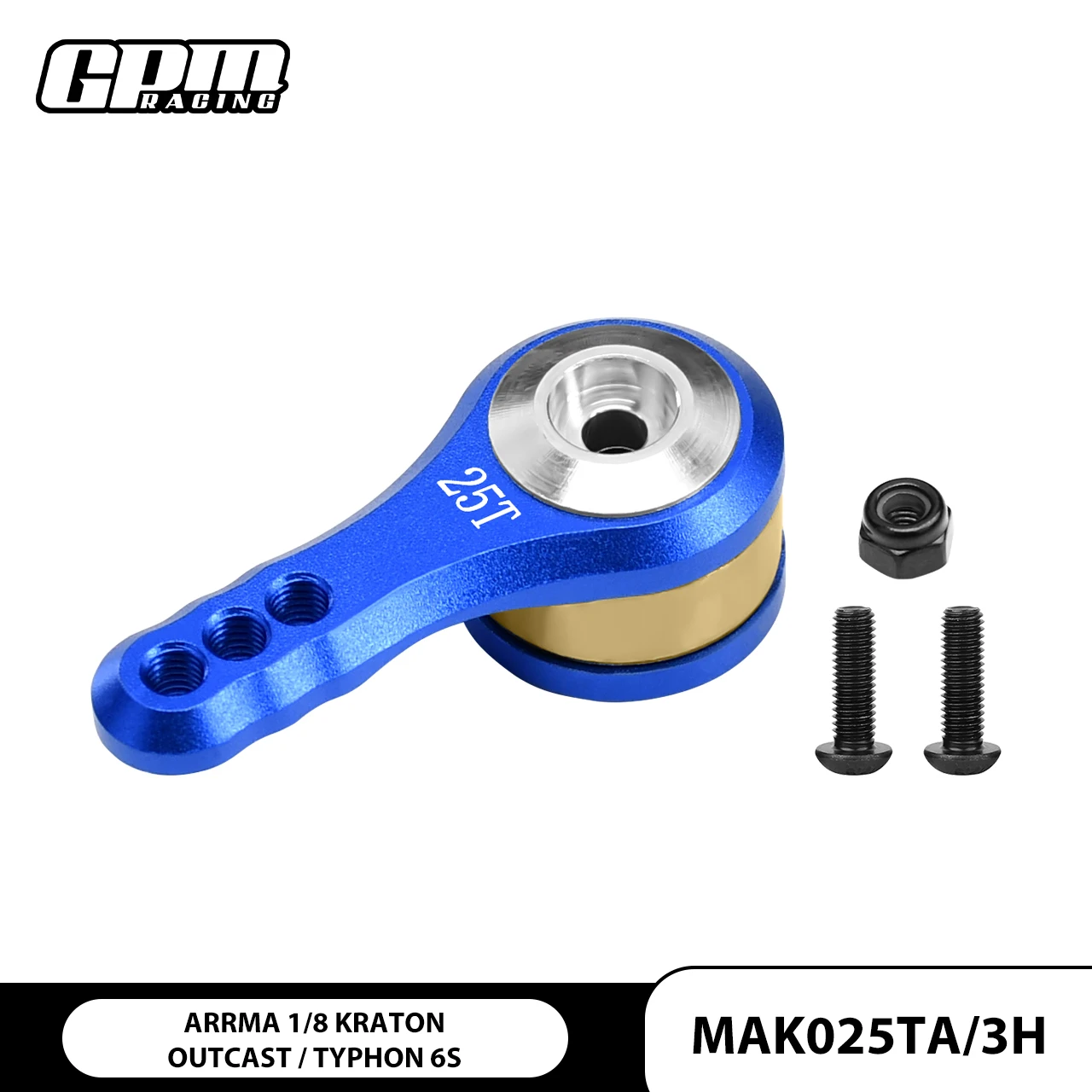 GPM 1/8 4WD KRATON 6S BLX-ARA106040T1 For ALUMINUM 25T SERVO HORN W. BUILT-IN SPRING (3 POSITIONING HOLES)