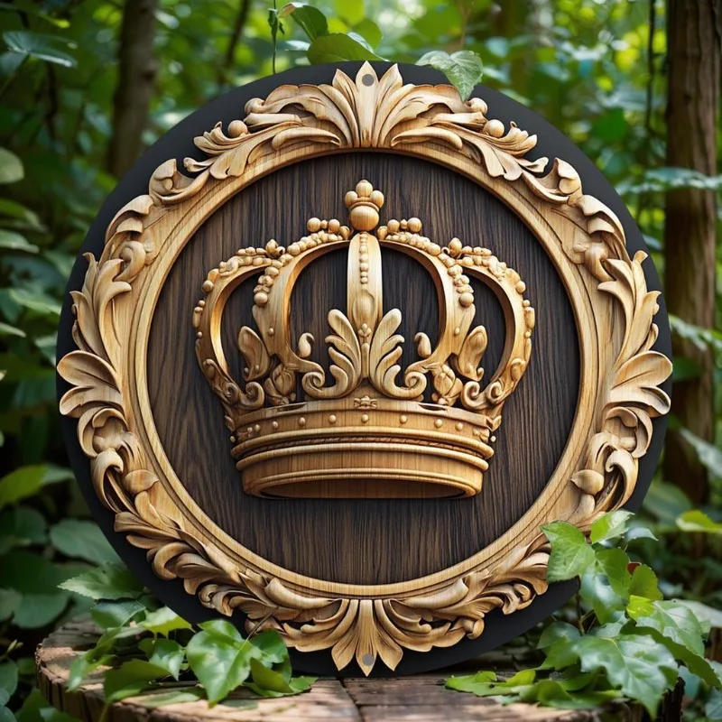 Crown Theme Round Aluminum Wall Decor Sign, 2D Flat Print, for Bar, Kitchen, Coffee Shop, Home, Office, Party Decoration