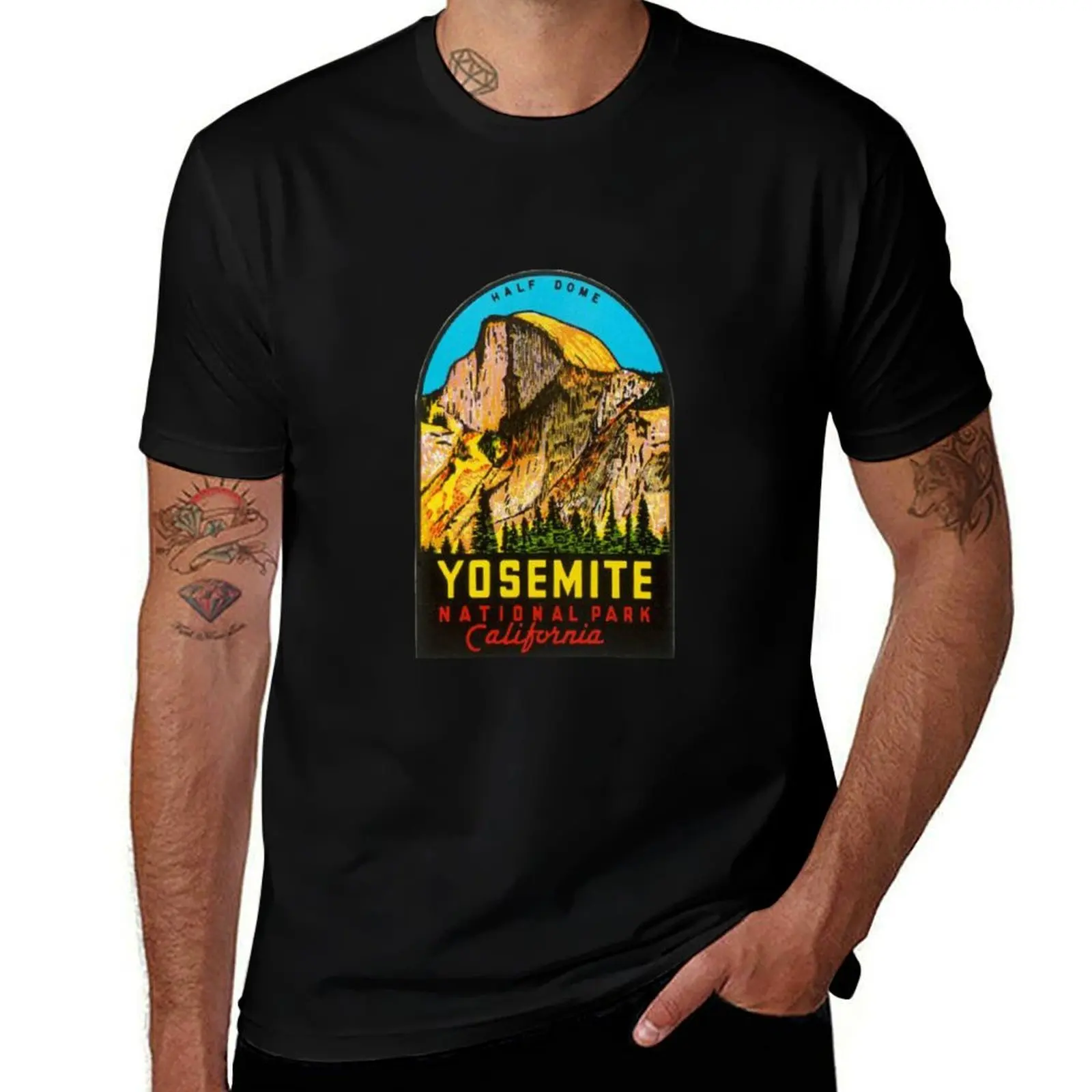 

Yosemite National Park Half Dome Vintage Travel Decal/Sticker T-Shirt man t shirt summer cotton t shirts high quality