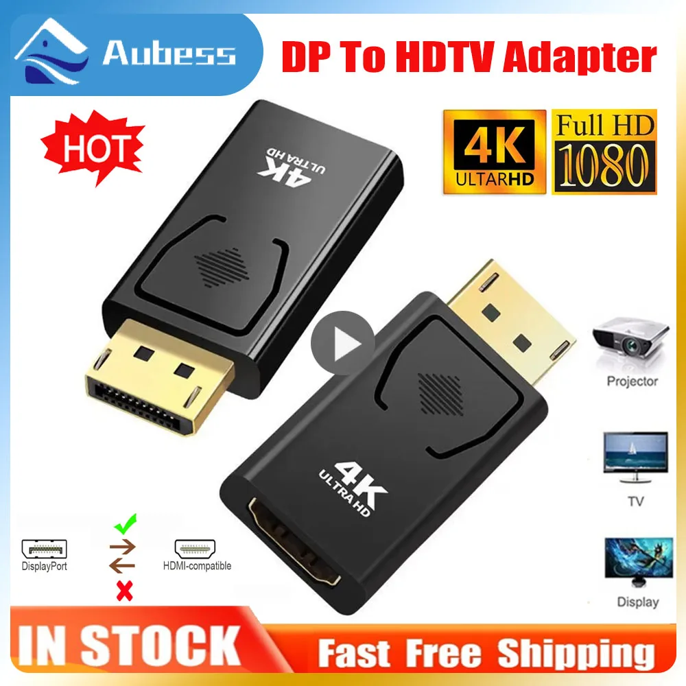 4K Display Port To HDMI-Compatible Adapter DP Male To Female HDMI-Compatible Converter 1080P Video For PC HD TV Laptop Cable